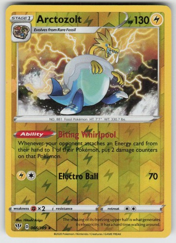 PO-04 Reverse Holo Arctozolt 066/189 Holo Rare SWSH03: Darkness Ablaze NM
