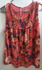 Loft Pink Floral Sleeveless Lined Blouse Size M