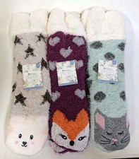 Pack Of 3 Woman's Lurex Critter Slipper Sock Size L-XL. 1340
