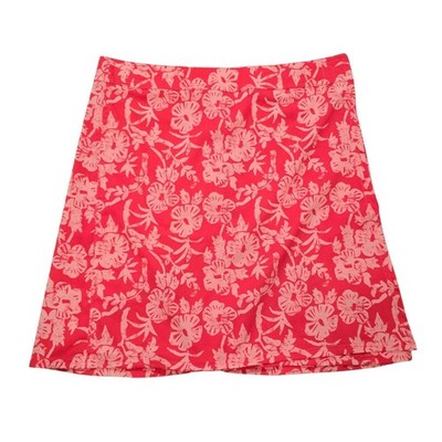 Riptide Skirt Hawaii Red Floral Print A-Line Midi Womens M