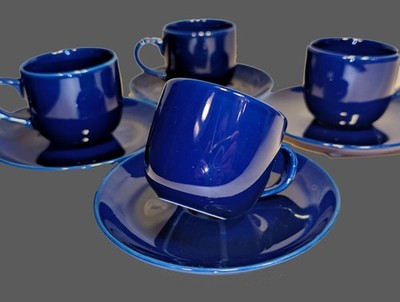 Stoneware Cappuccino Espresso Latte  4 Cups & Saucers Crown Stoneware Thailand