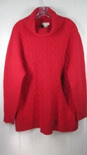 Yarn Works Sweater Women's XL Red Cable Knit Cowl Neck Angora Rabbit Classic