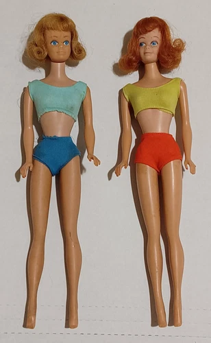 Two Vintage 60s Midge Barbie Dolls/Blond&Redhead Titian