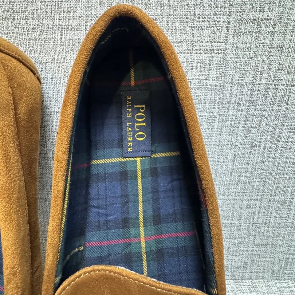 POLO RALPH LAUREN Slippers Mens Size 9 Chestnut Dezi V Declan Plaid Luxury - Image 2 of 4
