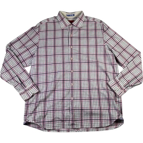 Tommy Bahama Plaid Button Down Shirt Mens LG Pink Blue Check Cotton Long Sleeve - Picture 1 of 9