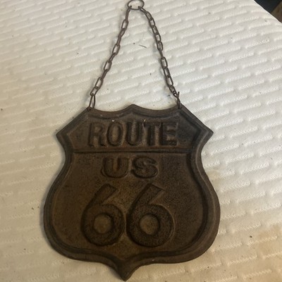 Rustic Cast Iron Route 66 Wall Sign Plaque 8''x7''