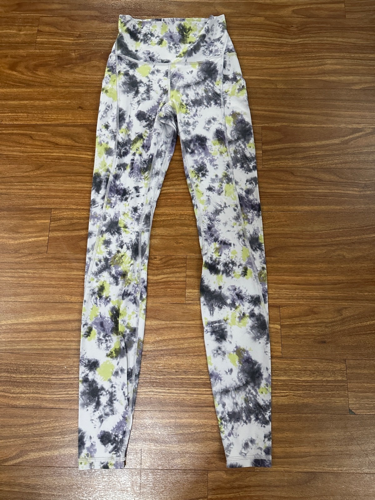 Lululemon Align High Rise Gray Tie Dye Pockets Yoga Pants Size 4