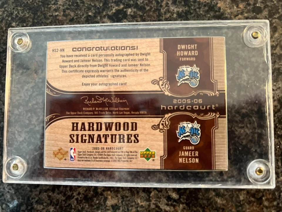 cubierta superior doble madera firmas 2005-06 Dwight Howard Jameer Nelson 9/10 Foto 2 de 2