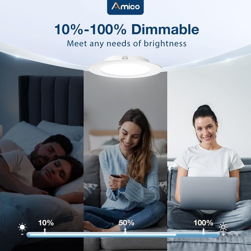 4 Inch 5CCT LED Recessed Lighting 12 Pack, Dimmable, Damp Rated, 9W=60W, Can ... - Picture 2 of 6