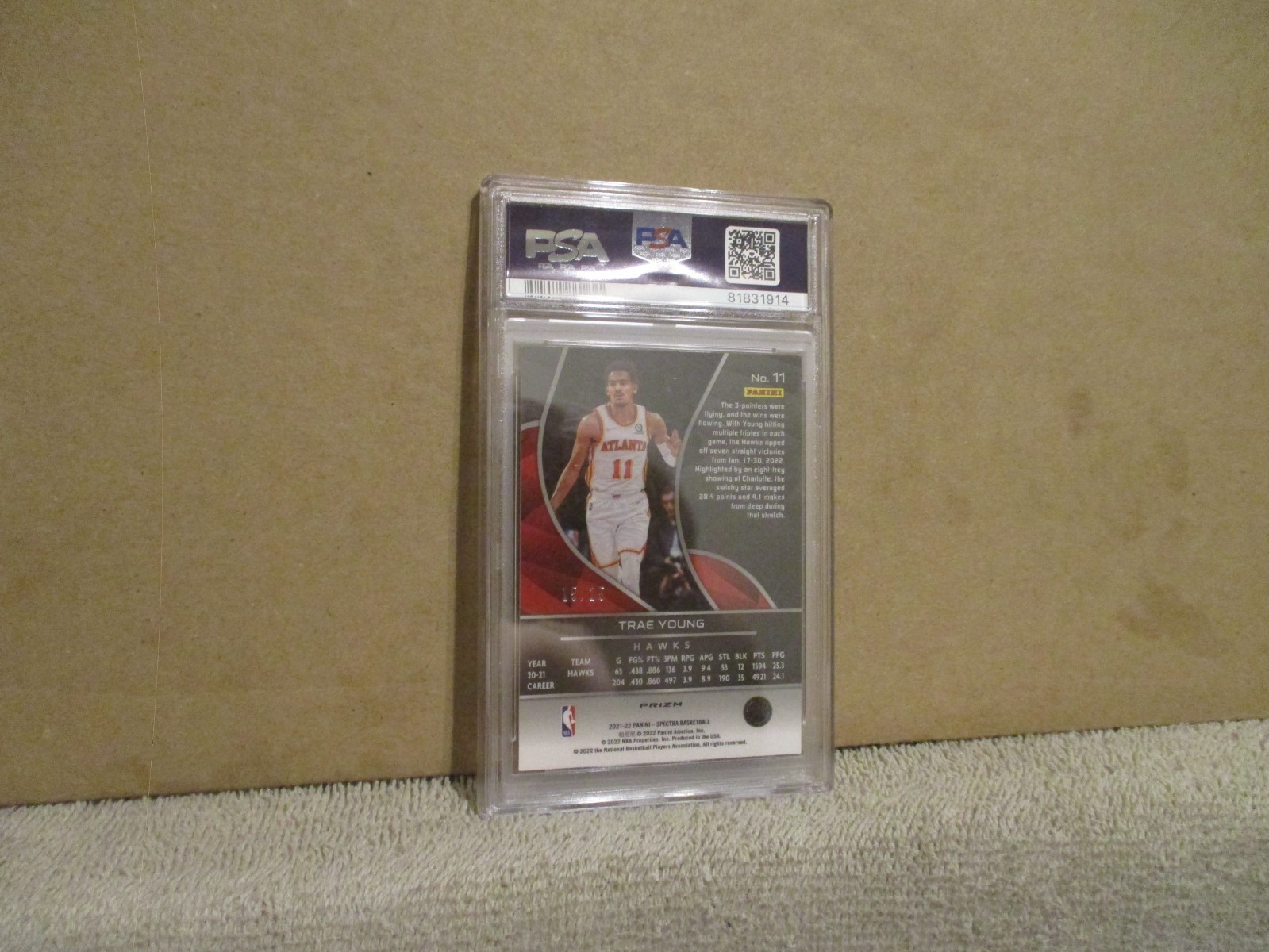 2021-22 PANINI SPECTRA BASKETBALL TRAE YOUNG #11 META 15/25 PSA 10 GEM MINT ATL view 9