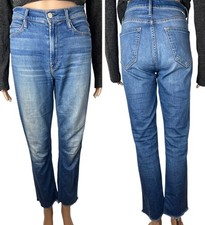 Mother The Mid Rise Dazzler Ankle Fray Jeans Distressed Faded Stretch Size 27