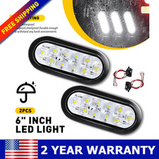 2 Trailer 6 Oval Truck 6 Led White Backup Reverse Turn Stop Tail Lights