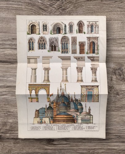 Antique 1900 Historical Famous Architecture Buildings Book Print Art Picture