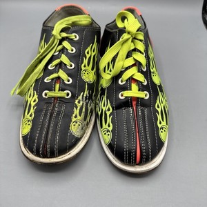 Linds Glow Balls of Fire Men's Rental Bowling Shoes Hook and Loop Size 7 8 39.5