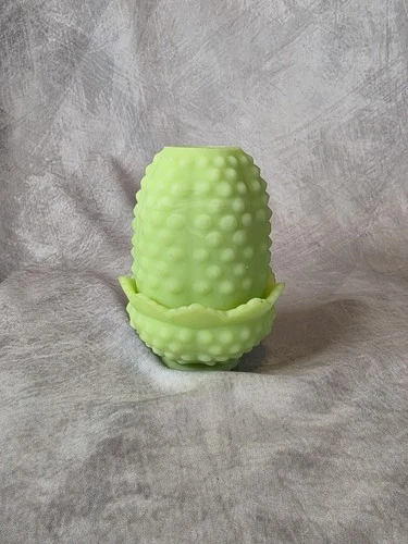 FENTON Lime Sherbert Satin Hobnail Fairy Lamp Uranium Glass  READ DESCRIPTION