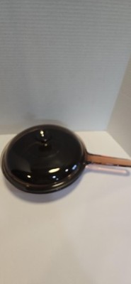 Visions Frying Pan Skillet With Pyrex Lid 9 Inch Brown Nonstick Corning USA