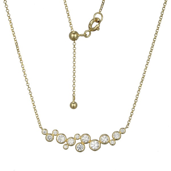 Cavill Silbercollier Vergoldet Zirkon 0,94Ct Verstellbar Runder Schliff-image