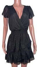 Michael Kors Black Semi-sheer Lurex Ruffled Mini Dress PS NWT Holiday Going Out 