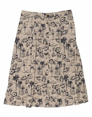 YESSICA Womens A-Line Skirt EU 42 Large W32 Off White Floral Cotton AP02