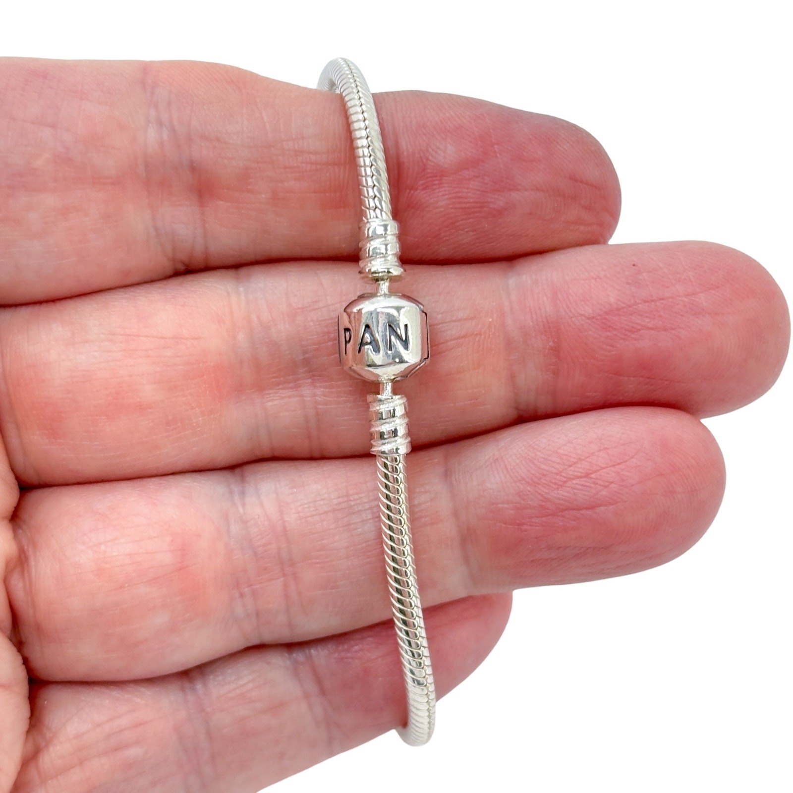Pandora Momentos Cierre de Barril Serpiente Cadena Plata de Ley 925 Pulsera 7.5"