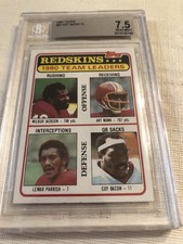 1981 Topps Football Washington Redskins Team Leaders Card Art Monk    Graded 7.5