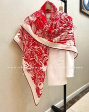 Sallys 70% Cashmere & 30% Silk Wrap Scarf Flamingo Print Double Face Shawl 53"