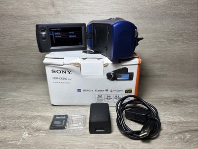 Sony Handycam Video Camera HDR-CX240 9.2MP HD Camcorder Blue w/54x Zoom Bundle