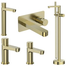Brushed Brass Bathroom Basin Taps Freestanding Shower Wall Mounted Basin Luxury