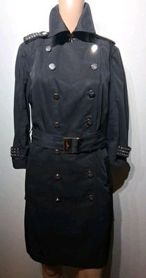 Elisabetta Franchi Black  Double Breasted Belted Trench  Coat Size IT 42 US S