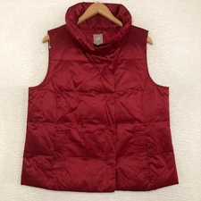 J Jill Down Puffer Vest Womens Size L Petite Snap Up Gorpcore Preppy Outdoor