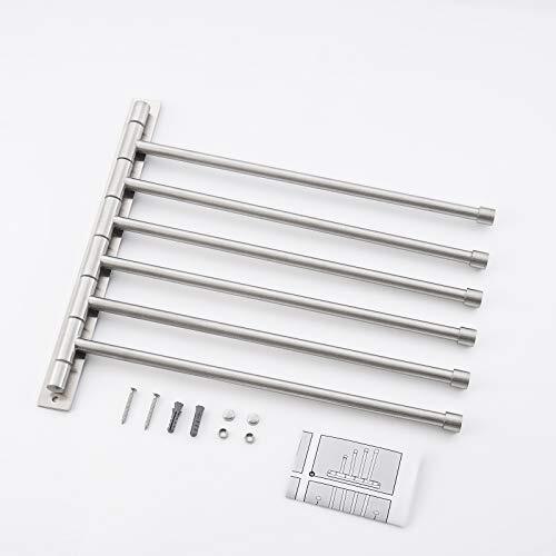 TOWEL BAR Rack Rod Hanger Holder Swivel for Bathroom Brushed Grey 6-Arm 13" KES