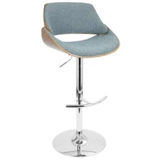 LumiSource Fabrizzi Barstool, Walnut, Blue - BS-FBZZWL-BU