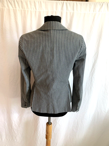 Theory Steel Blue Cotton Blend Striped Blazer - Size 8 Medium - Picture 4 of 5