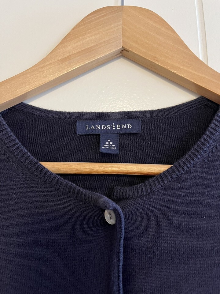 Lands’ End Navy Blue Cardigan Sweater Size M eBay