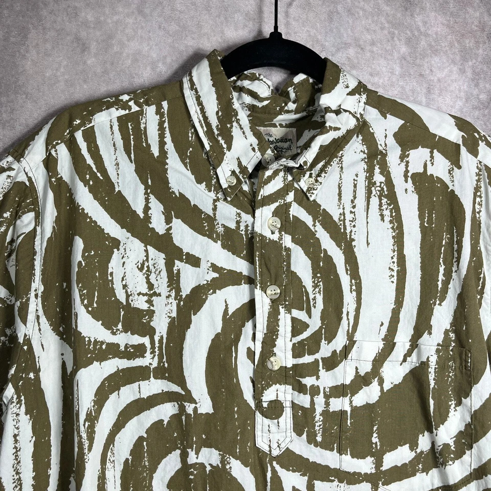 Винтажная гавайская мужская рубашка Hilo Hattie средний размер зеленая Swirl для тропических каникул - Изображение 2 из 4