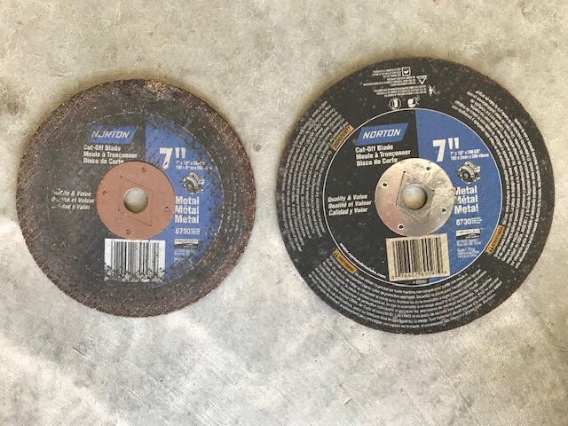 Norton 7" inch Metal Cut-Off Wheels, Max RPM 8730, Used Condition