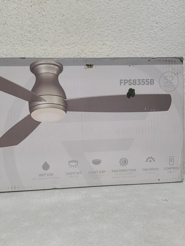 Fanimation Hugh 52 in. Integrated LED Indoor/Outdoor Brushed Nickel Ceiling Fan - Image 2 of 4