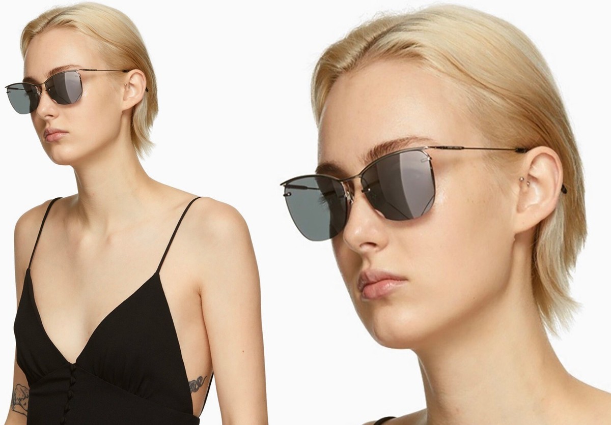SAINT LAURENT SL464 002 UNISEX SILVER METAL GREY HALF RIM  display picture 3