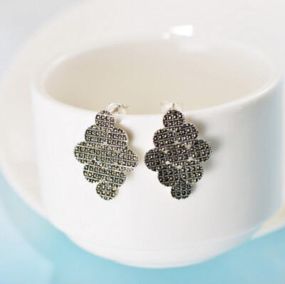 I01 Sterling Silver 925 Circles Marcasite Earring 