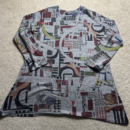 Inoah V Neck 3/4 Sleeve Shirt Womens Large Gray