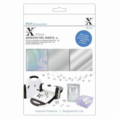X Cut Klebefolie Blätter Silber Spiegel Satin Hologramm A5 Geburtstag Karten basteln