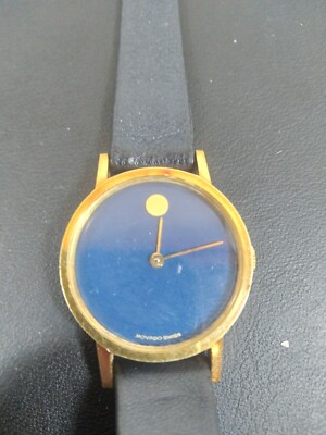 Works! Movado Womens Watch Vintage Swiss Wind Blue Museum