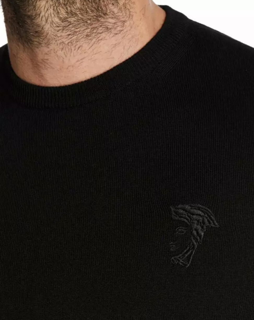 Versace Collection Medusa Head Black Pullover Crewneck Wool 