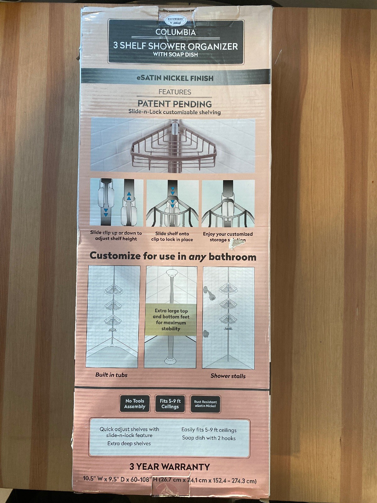 Bino 23018 Nik Tension Pole Corner Shower Caddy Nickel For Sale