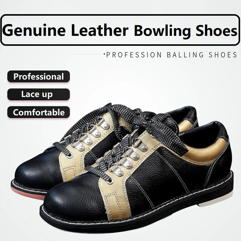 Men Genuine Leather Bowling Shoes Male Soft Anti-slip Footwear Bowling Trainers - Image 2 of 4