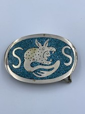 Alpaca Mexico Authentic Turquoise Belt Buckle 1.5 Belt