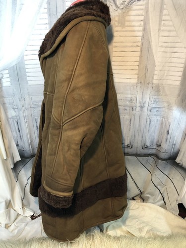 DESIGNER ECHT LAMMFELL SHEARLING FELL LEDER JACKE Vintage DAMEN MANTEL LARGE! - Bild 9 von 12