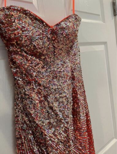 Orange Terani Couture Sequin Gold Yellow Prom Formal Dress, Strapless, Size 4 - Picture 1 of 10