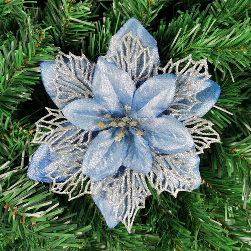 10X Large Poinsettia Glitter Flower Christmas Tree Hanging Party Xmas