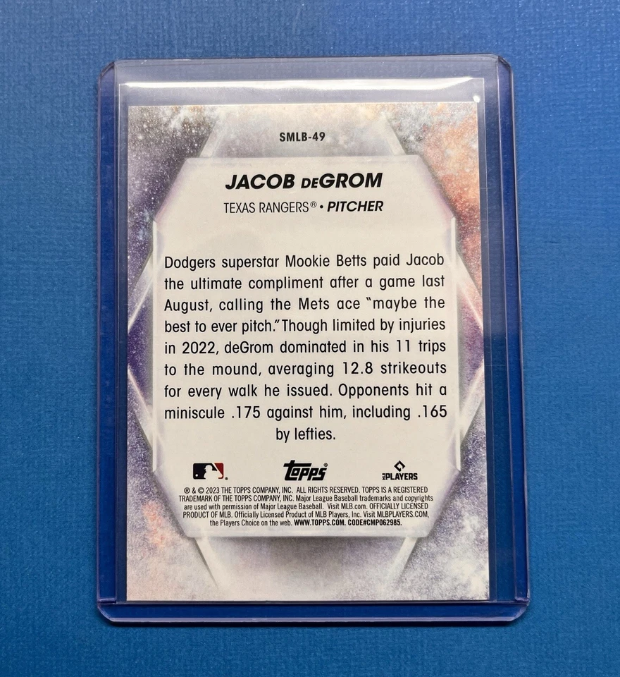 2023 Topps Series 2 Stars of MLB Jacob deGrom #SMLB-49 Texas Rangers - Image 4 of 4